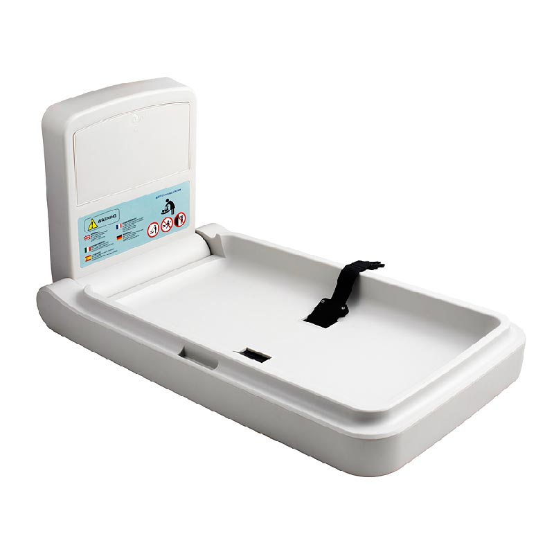 Dolphy Wall-Mounted Waterproof Baby Change Station – Grey HDPE, Foldable with Safety Belt & Storage Hooks