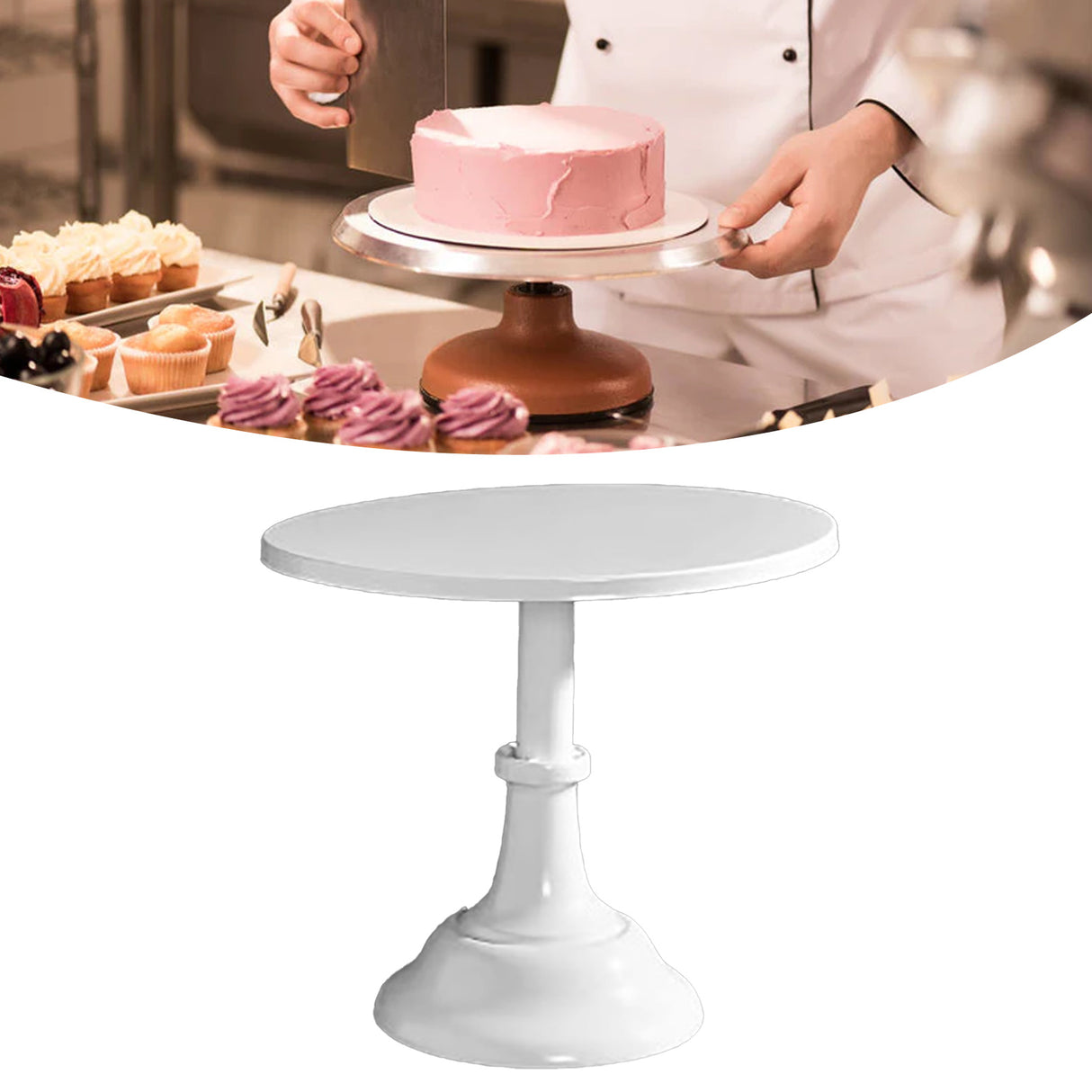 Metal Cake Stand European Style Anti Slip Round Cake Stand for Weddings Parties Anniversaries Medium White