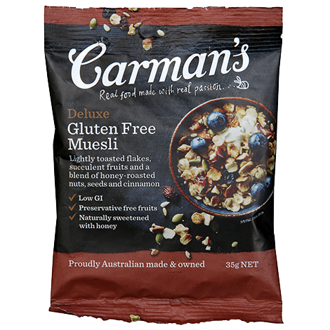 Carman's Crispy Deluxe Fruit Muesli gluten free 35g sachet