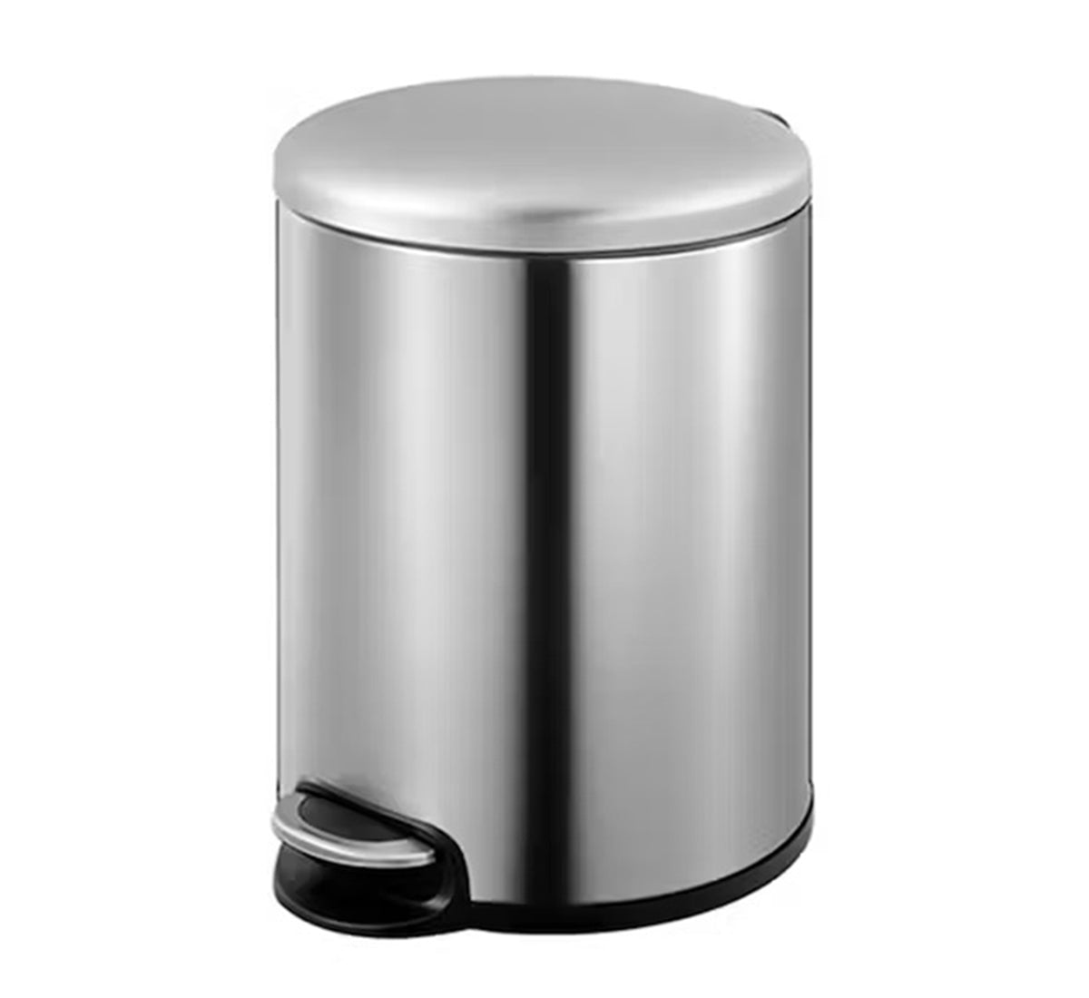 Dolphy 5L Stainless Steel Round Pedal Bin – Compact Foot Pedal Trash Can for Bathroom, Office, Hotel & Washroom Use – Silver Finish