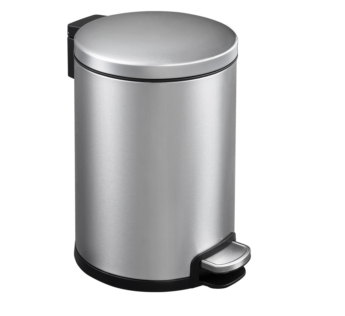 Dolphy 6L Round Stainless Steel Bin with Foot Pedal – Silent Soft-Close Trash Can for Bathroom, Kitchen, Office & Hotel – Matte Silver
