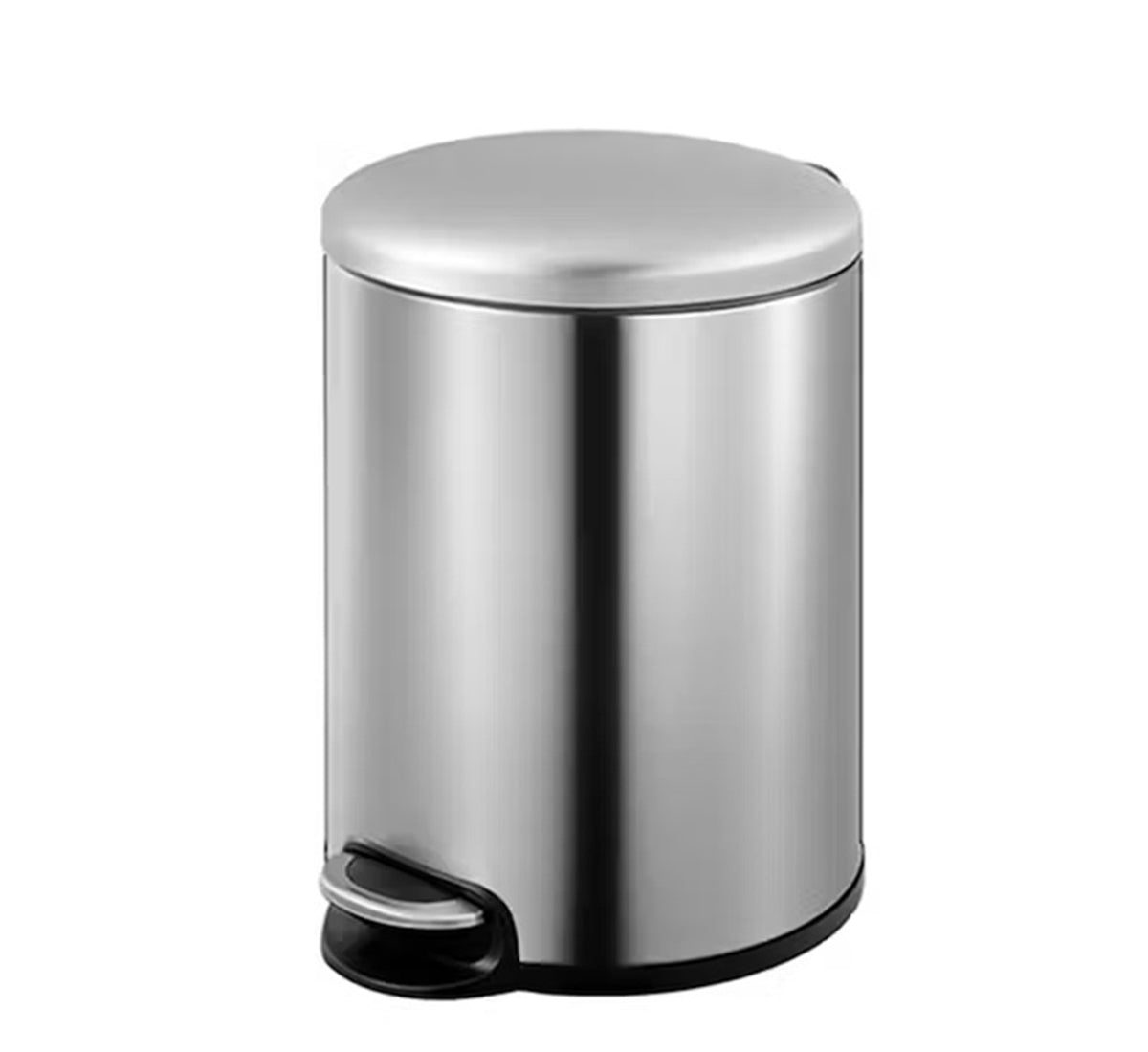 Dolphy 3L Stainless Steel Round Pedal Bin – Compact Foot Pedal Trash Can for Bathroom, Office, Hotel & Washroom – Silver Finish