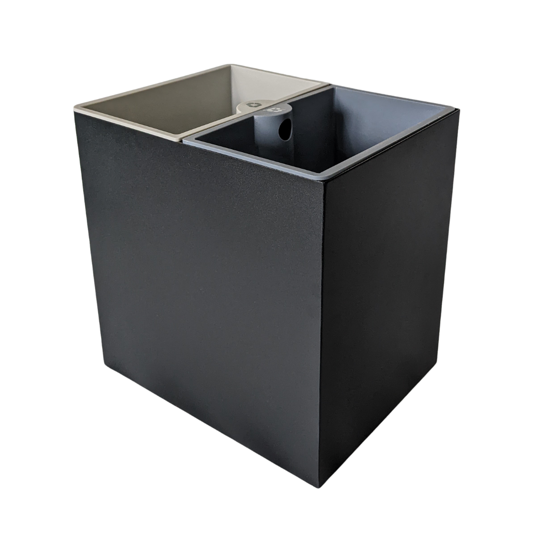 Dolphy 14L Dual Compartment Rectangle Room Dustbin – Metal & ABS Waste Bin with Two Containers – Black