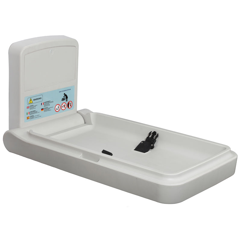 Dolphy Wall-Mounted Waterproof Baby Change Station – Grey HDPE, Foldable with Safety Belt & Storage Hooks