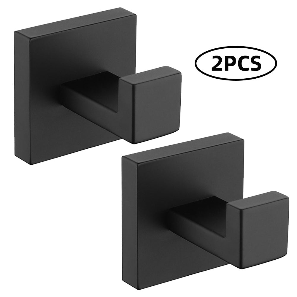 2 Pcs Wall Hooks Towel Hooks Black Made of 304 Stainless Steel Hooks Anti-rust Hooks Waterproof Hooks Bathroom Accessories Coat Hooks
