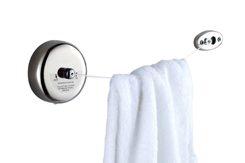 Dolphy Retractable Stainless Steel Round Clothesline – Wall Mounted 304 Mirror Finish Drying Line for Bathroom, Balcony, and Laundry Areas