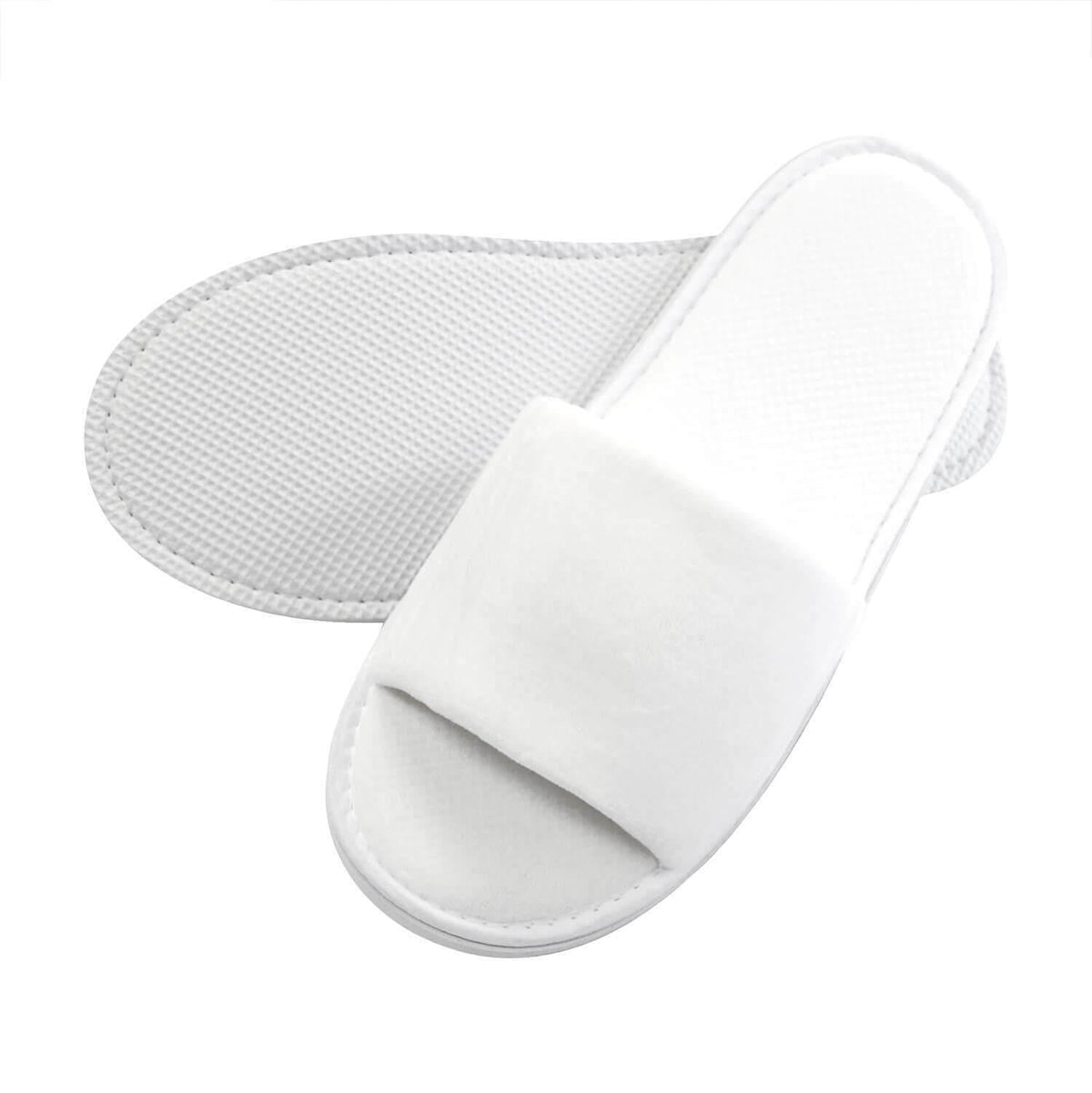 Velvet Open Toe Guest Slippers, white