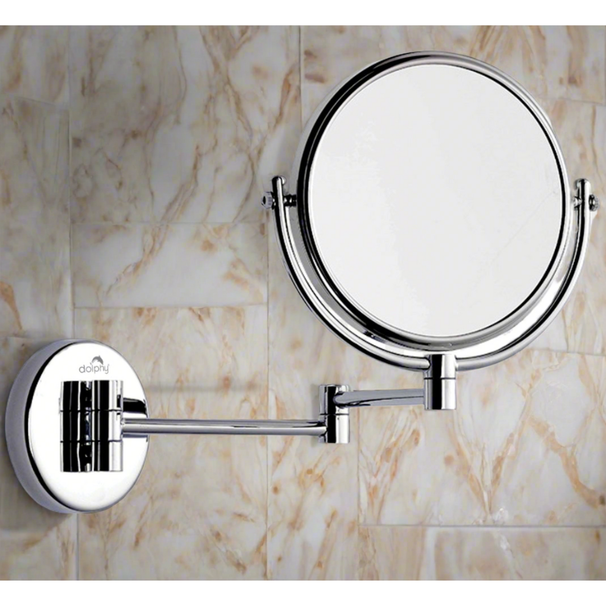 Dolphy Dual-Sided Wall Mount Makeup Mirror 8 Inch – 1X/3X Magnification, 360 Swivel, Silver Chrome, LED Vanity Mirror