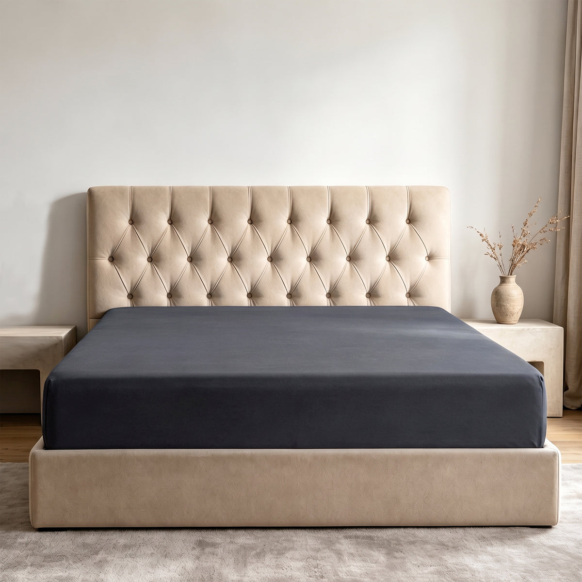 LinenCart Brushed Microfibre Fitted Sheet Charcoal.