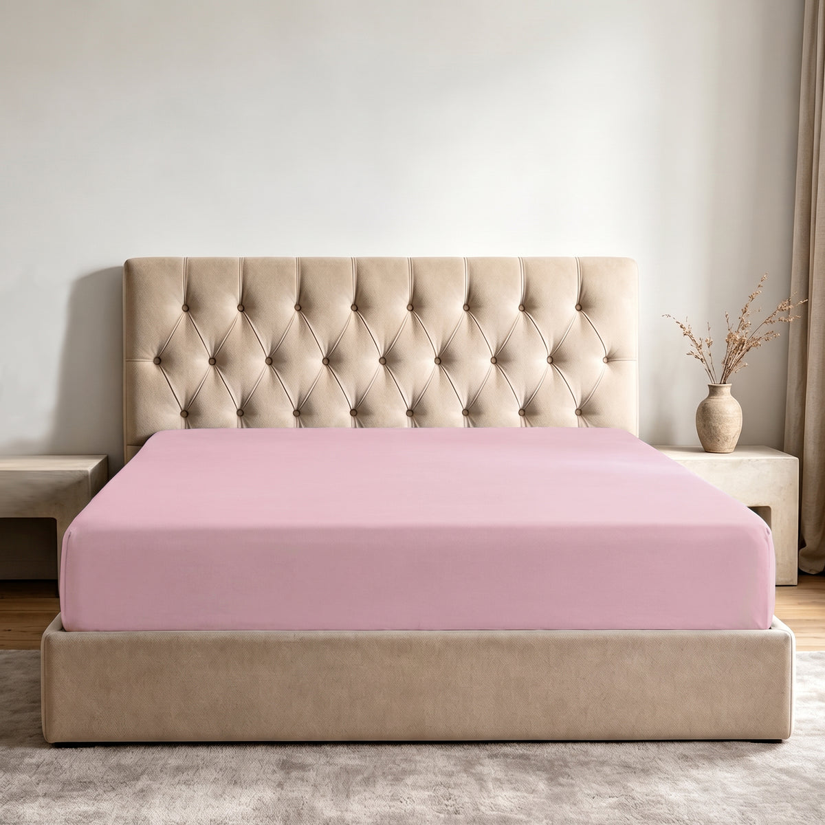 LinenCart Brushed Microfibre Fitted Sheet Pink.