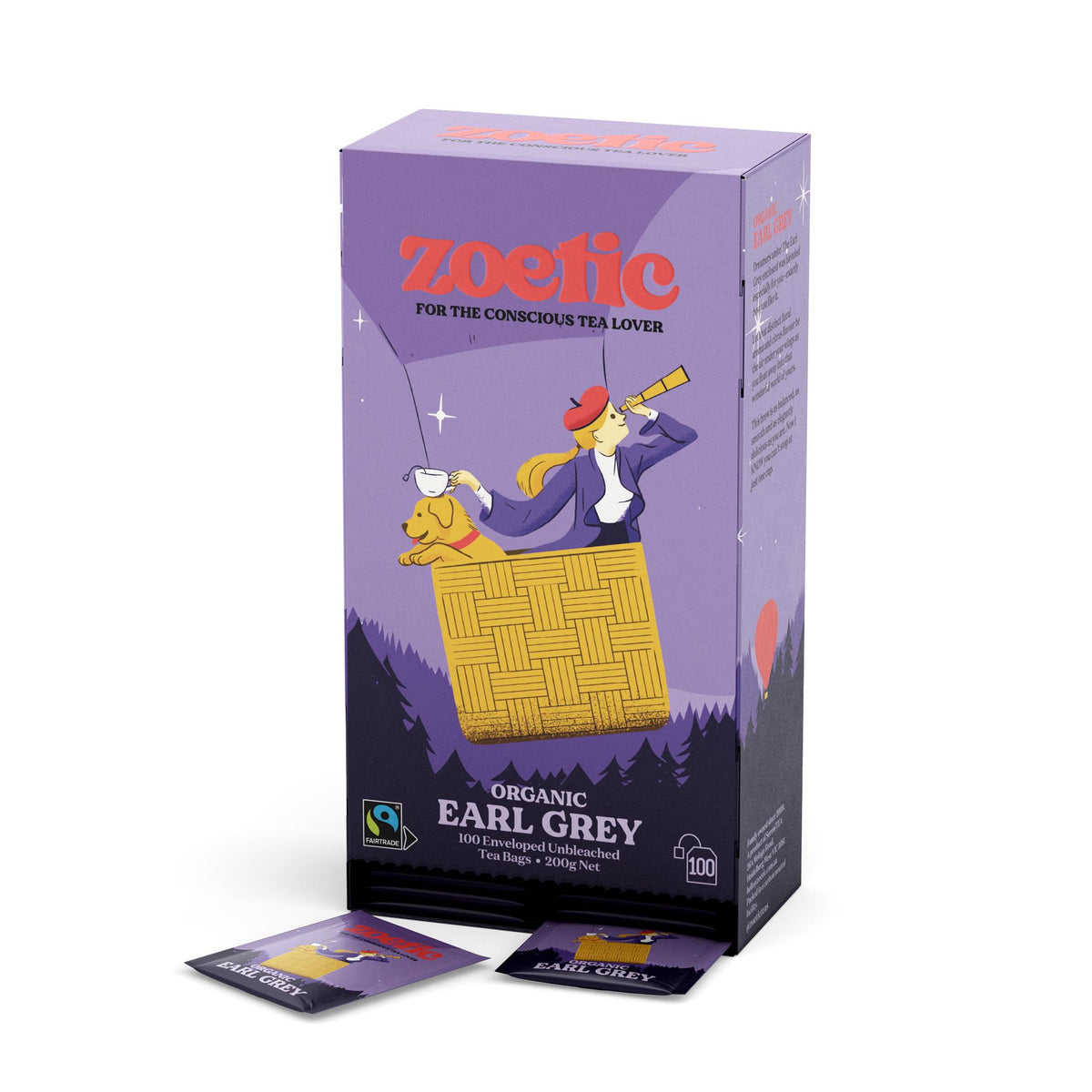 Zoetic earl grey tea enveloped tea bags