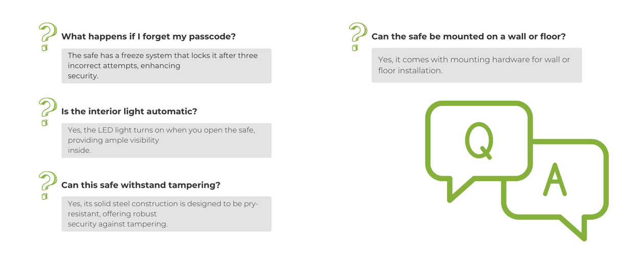 Dolphy Freeze System Digital Safe with LED Display – Black Steel Security Box, 42x37x20 cm, Electronic Lock, Interior Light, Wall/Floor Mount