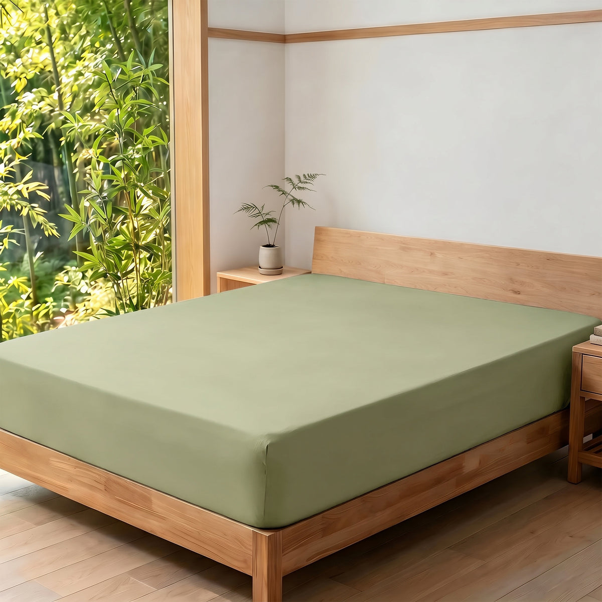 LinenCart Brushed Microfibre Fitted Sheet Green.