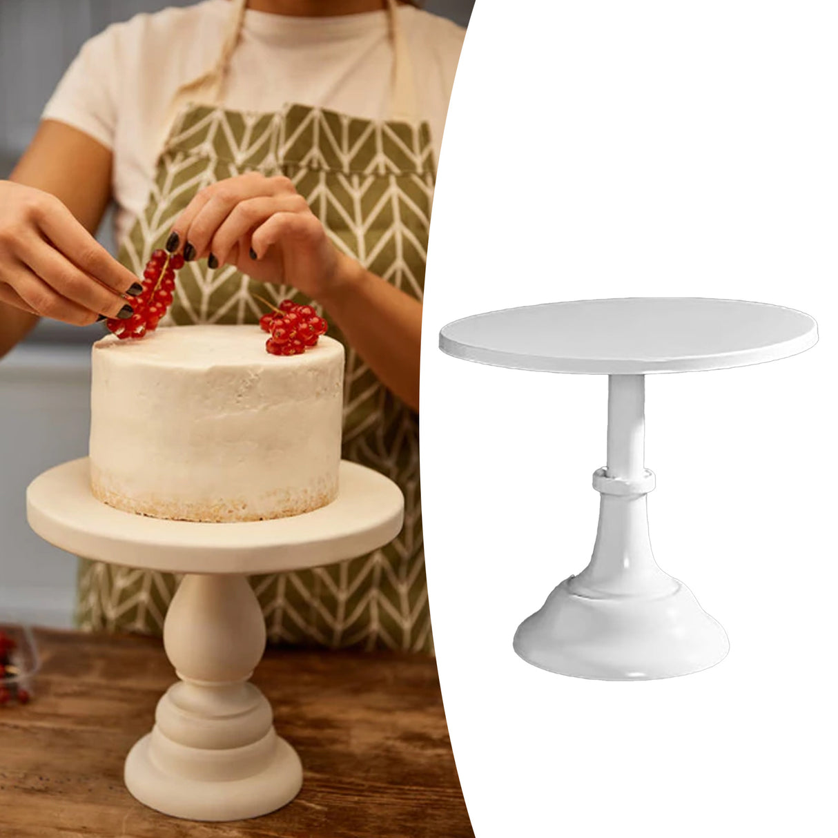 Metal Cake Stand European Style Anti Slip Round Cake Stand for Weddings Parties Anniversaries Medium White