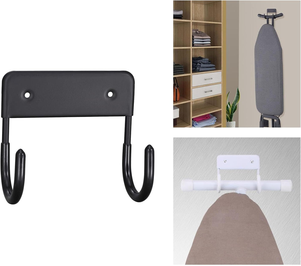 Dolphy Wall Mounted Ironing Board Hanger – Black, Durable PBT, 12x6x11 cm – Space-Saving Laundry Organiser