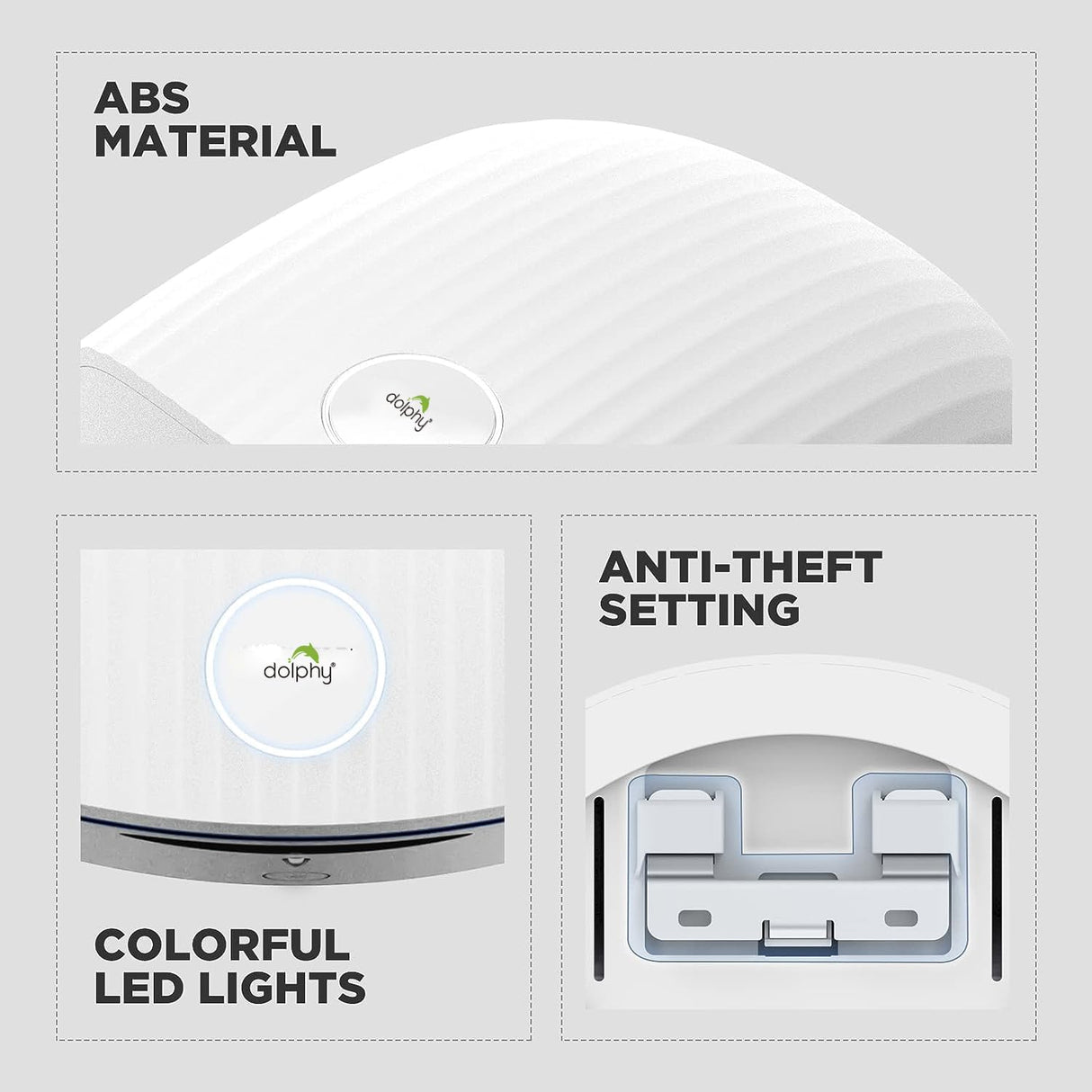 Dolphy Automatic 1200W Touchless Hand Dryer – Wall Mount, ABS Body, White