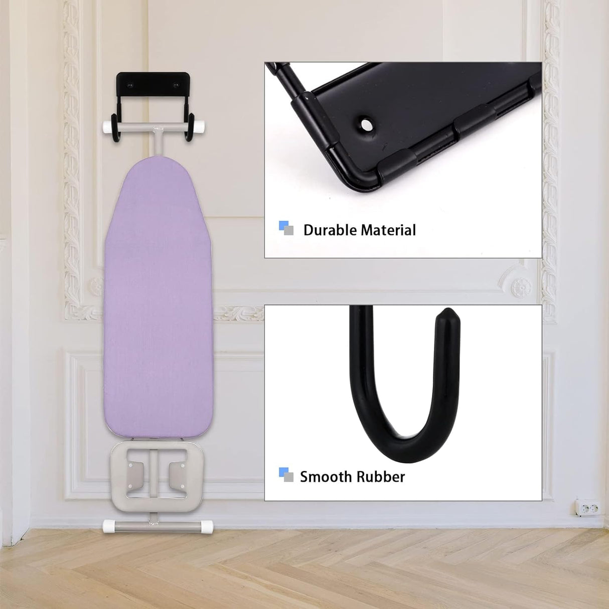 Dolphy Wall Mounted Ironing Board Hanger – Black, Durable PBT, 12x6x11 cm – Space-Saving Laundry Organiser