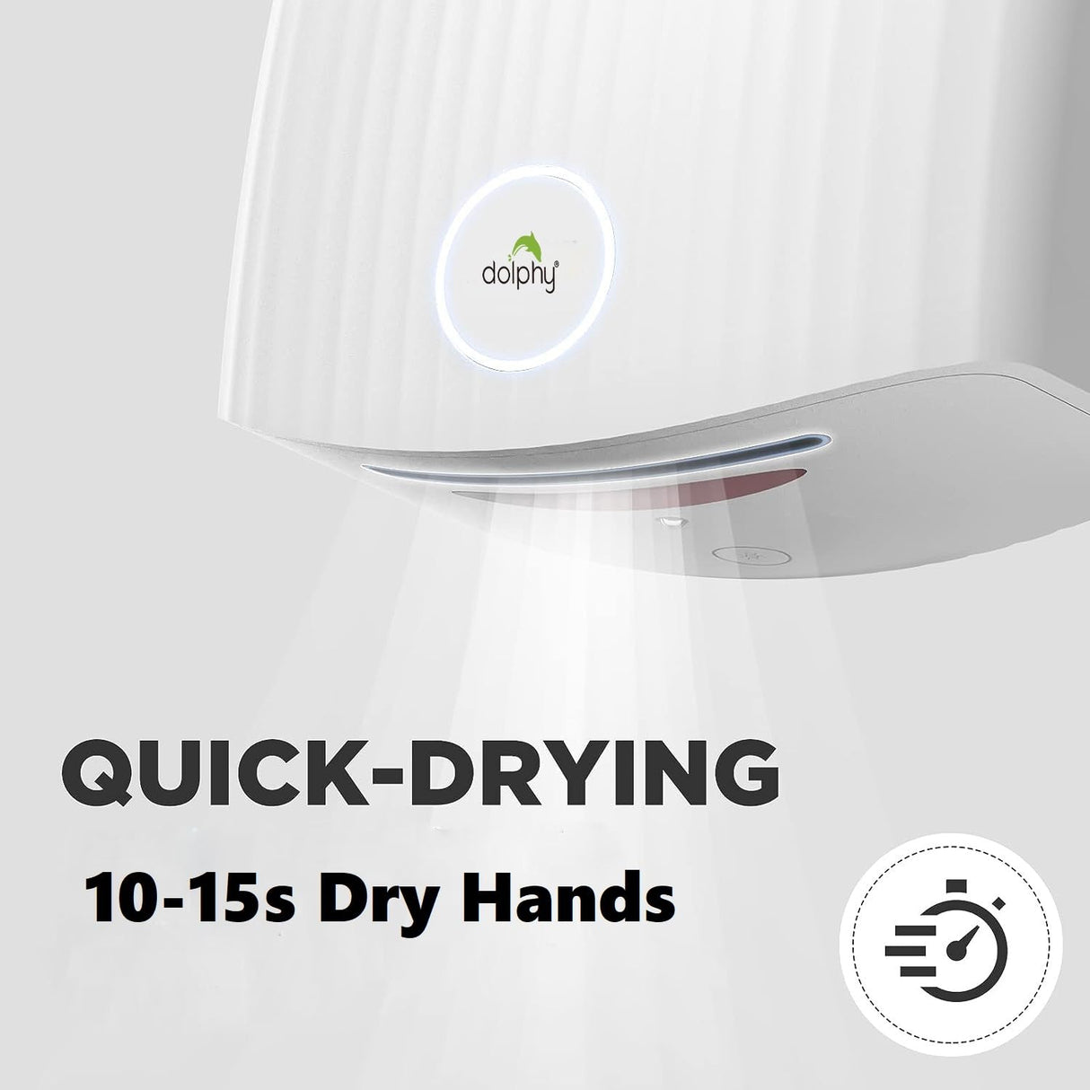 Dolphy Automatic 1200W Touchless Hand Dryer – Wall Mount, ABS Body, White