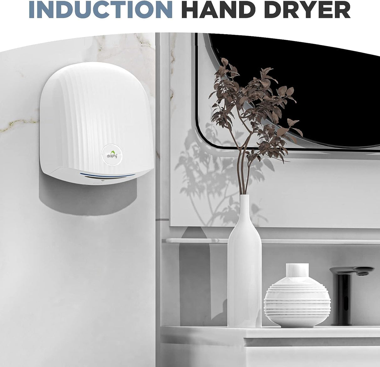 Dolphy Automatic 1200W Touchless Hand Dryer – Wall Mount, ABS Body, White