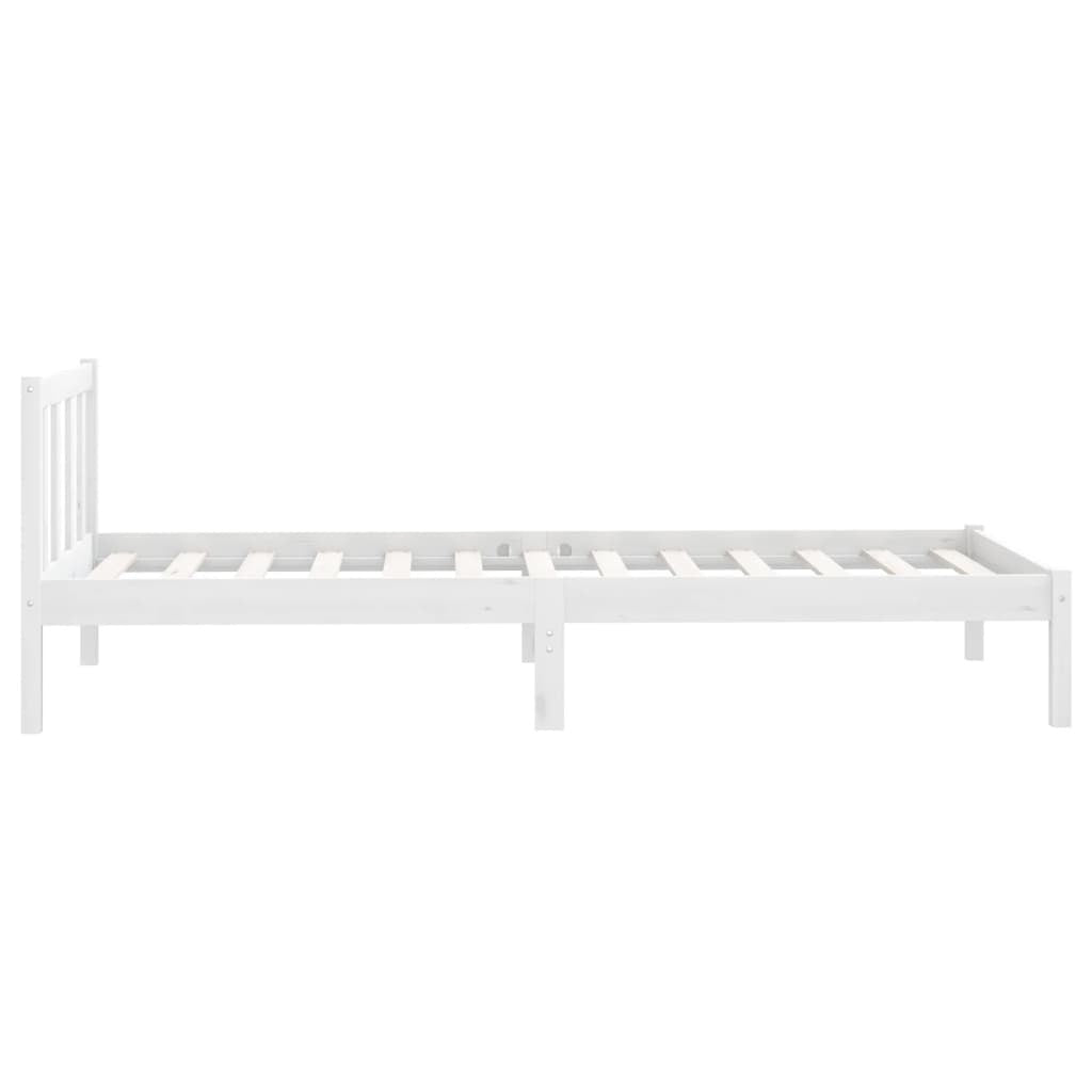 vidaXL Bed Frame without Mattress White Solid Wood Single