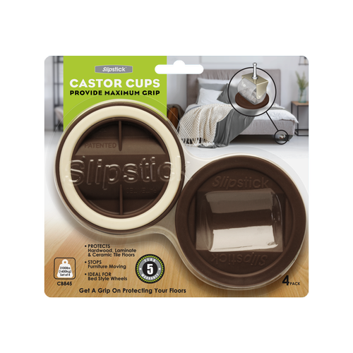 Slipstick Chocolate Castor Cup Gripper - 4 Set
