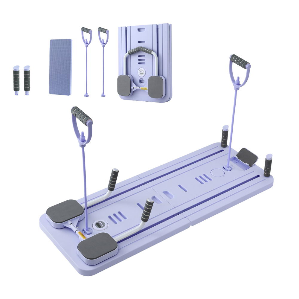 Everfit Pilates Board Foldable Reformer Multi Functional Exercise Trainer Purple