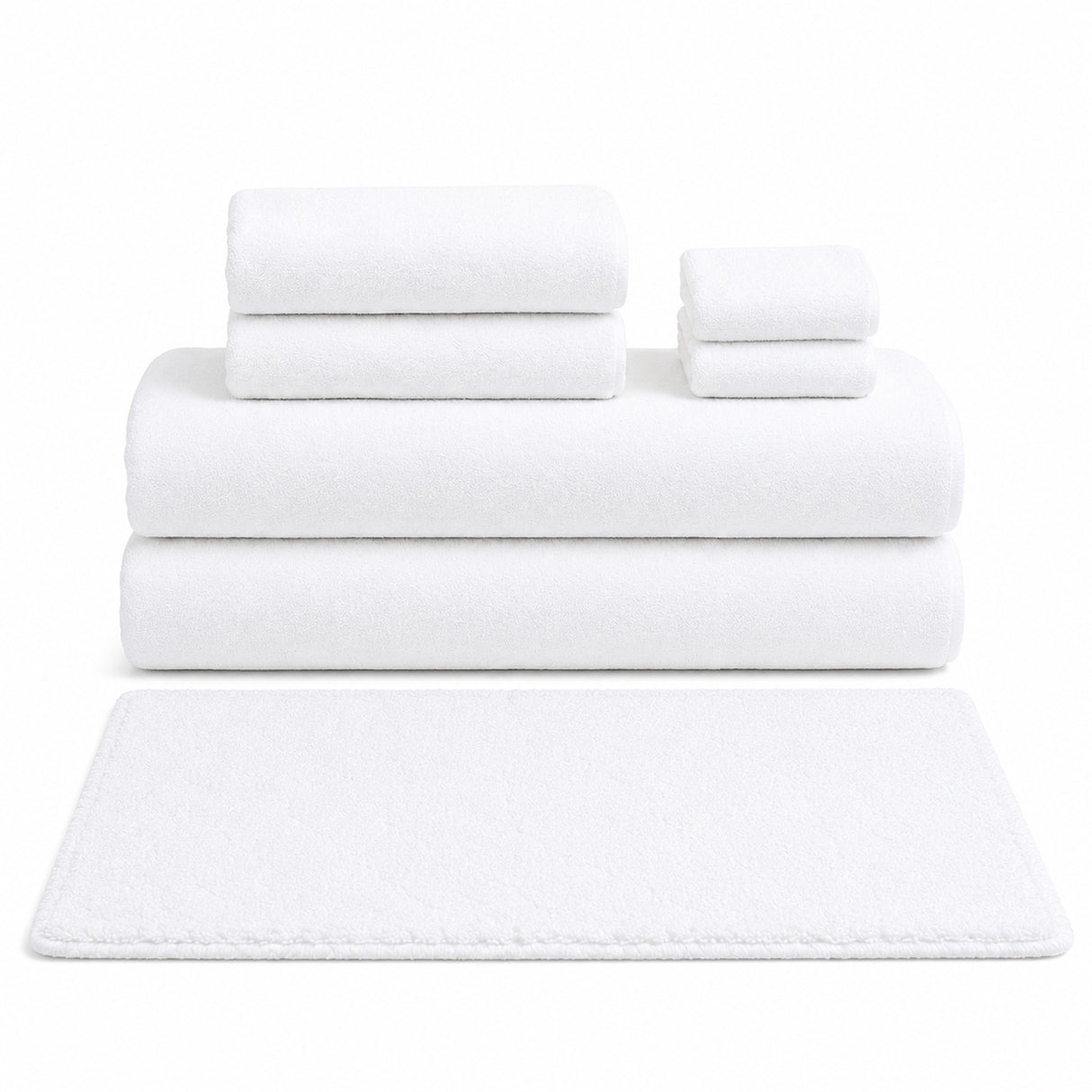 Linencart 5 Star Bath Sheet Set — 600 GSM 100% Cotton — 7 Piece (White)
