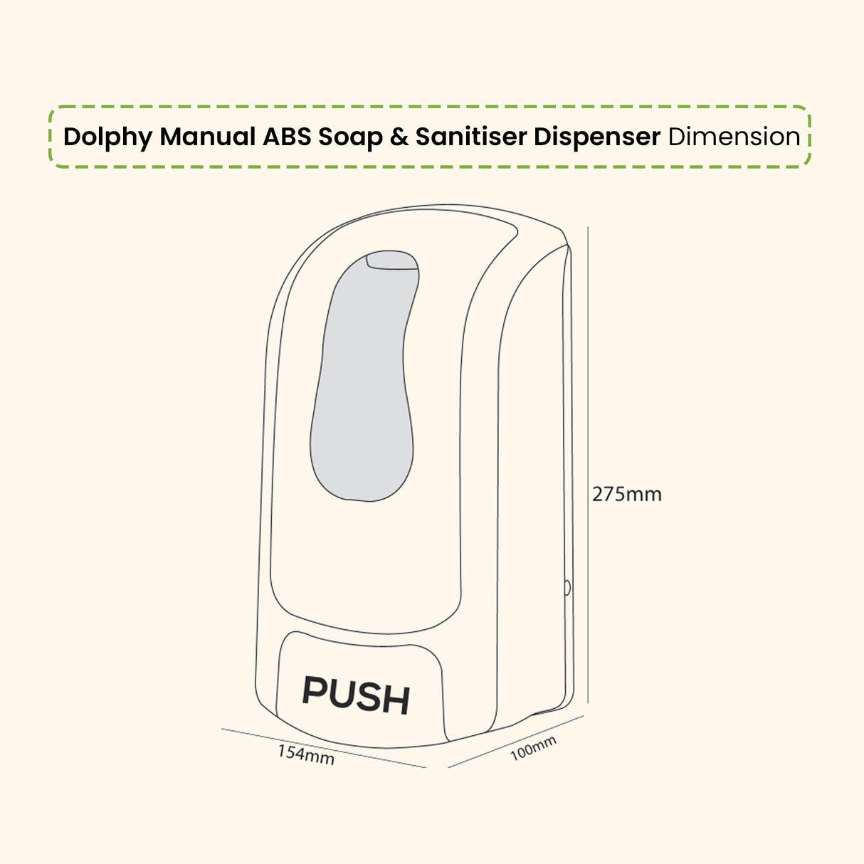 Dolphy Manual ABS Soap & Sanitiser Dispenser 1000ml – Wall Mounted Refillable Unit for Liquid Soap, Shampoo & Lotion – Black