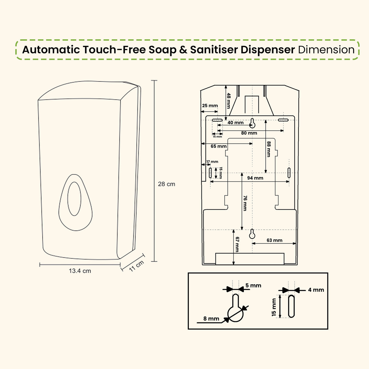 Dolphy Automatic Touch-Free Soap & Sanitiser Dispenser 1000ml – White ABS, Infrared Sensor, Refillable Design for Hygienic Liquid Dispensing in Commercial & Home Use