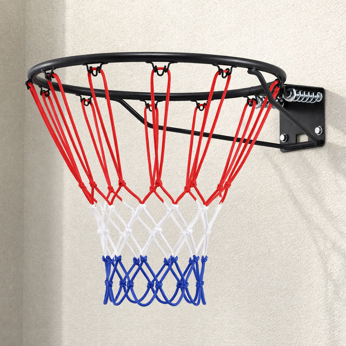Everfit Basketball Hoop Ring 45cm Wall Mounted Steel Rim with Net and Twin Springs for Outdoor Practice Black
