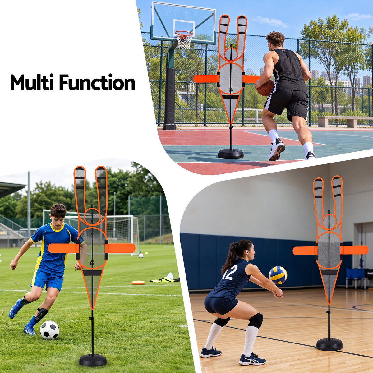Basketball Defender Dummy 155-275cm Adjustable Shooting Passing Training Mannequin Black Orange.