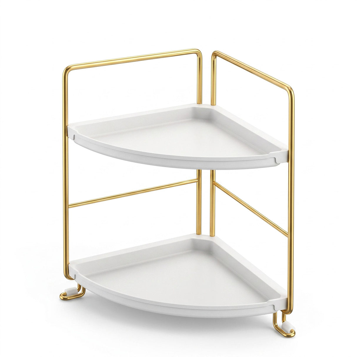 Artiss Bathroom Corner Shelf Countertop Organiser Vanity Storage Rack White Gold