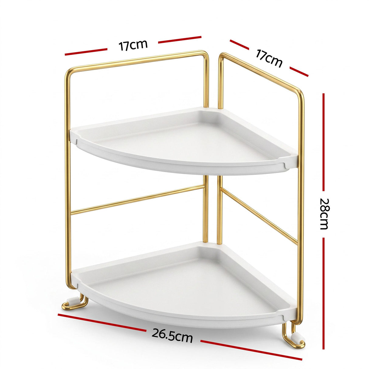 Artiss Bathroom Corner Shelf Countertop Organiser Vanity Storage Rack White Gold