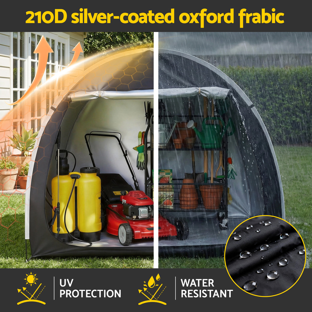 Waterproof tent, water resistant, supplied with a carry bag, lightweight.