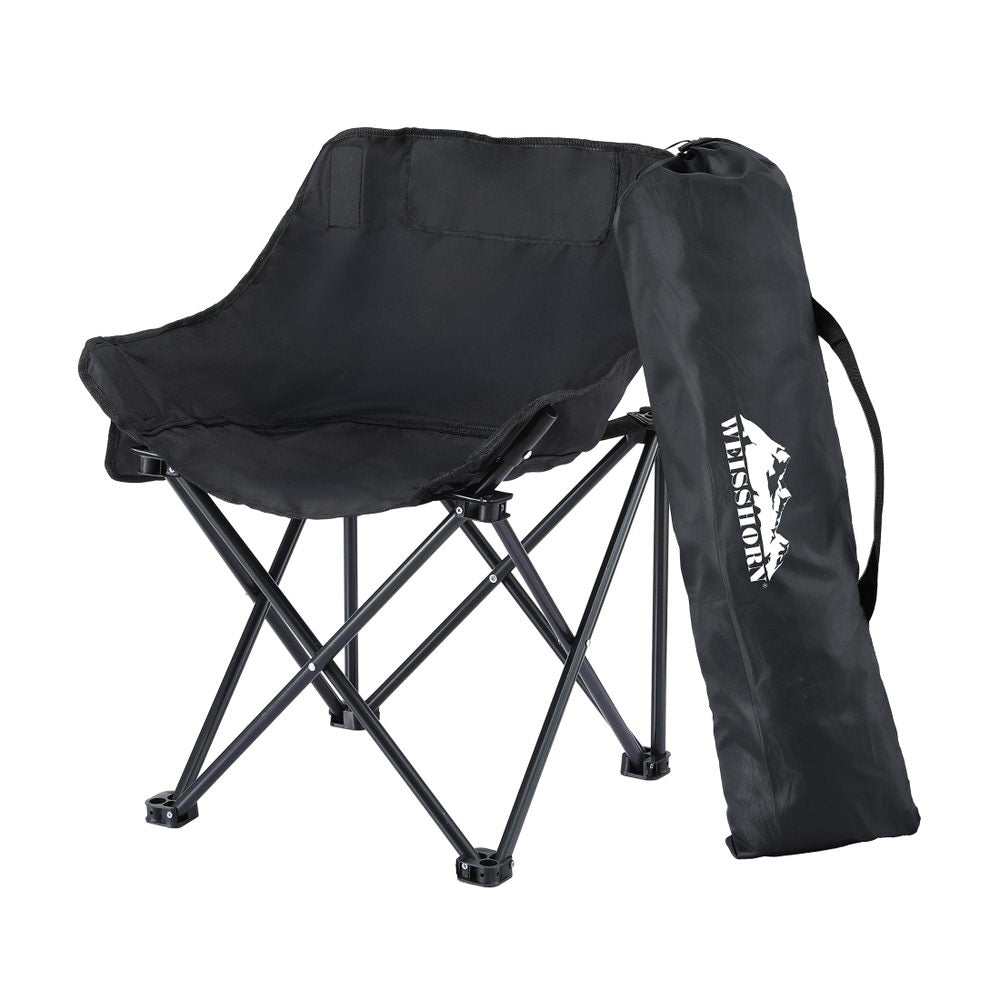 Black folding seat, supplied with a carry bag.