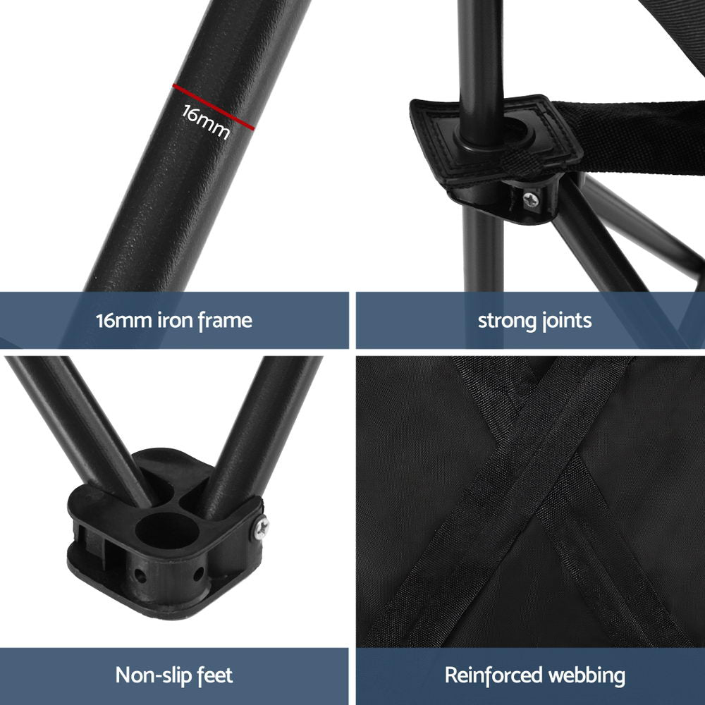 Black folding seat, supplied with a carry bag.