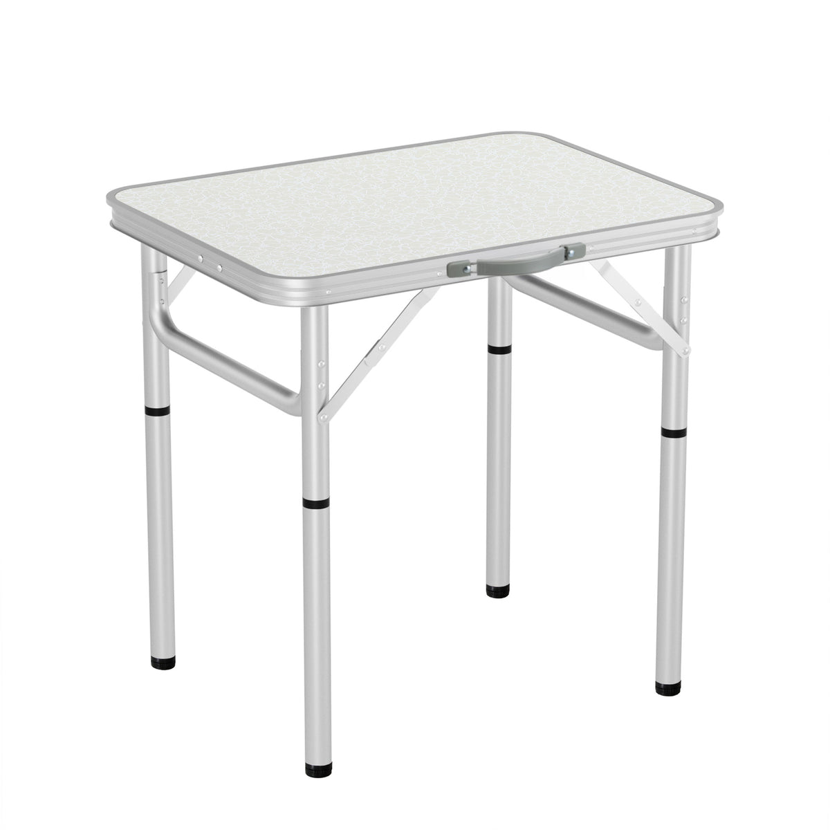 Folding camping table, with a carry handle.