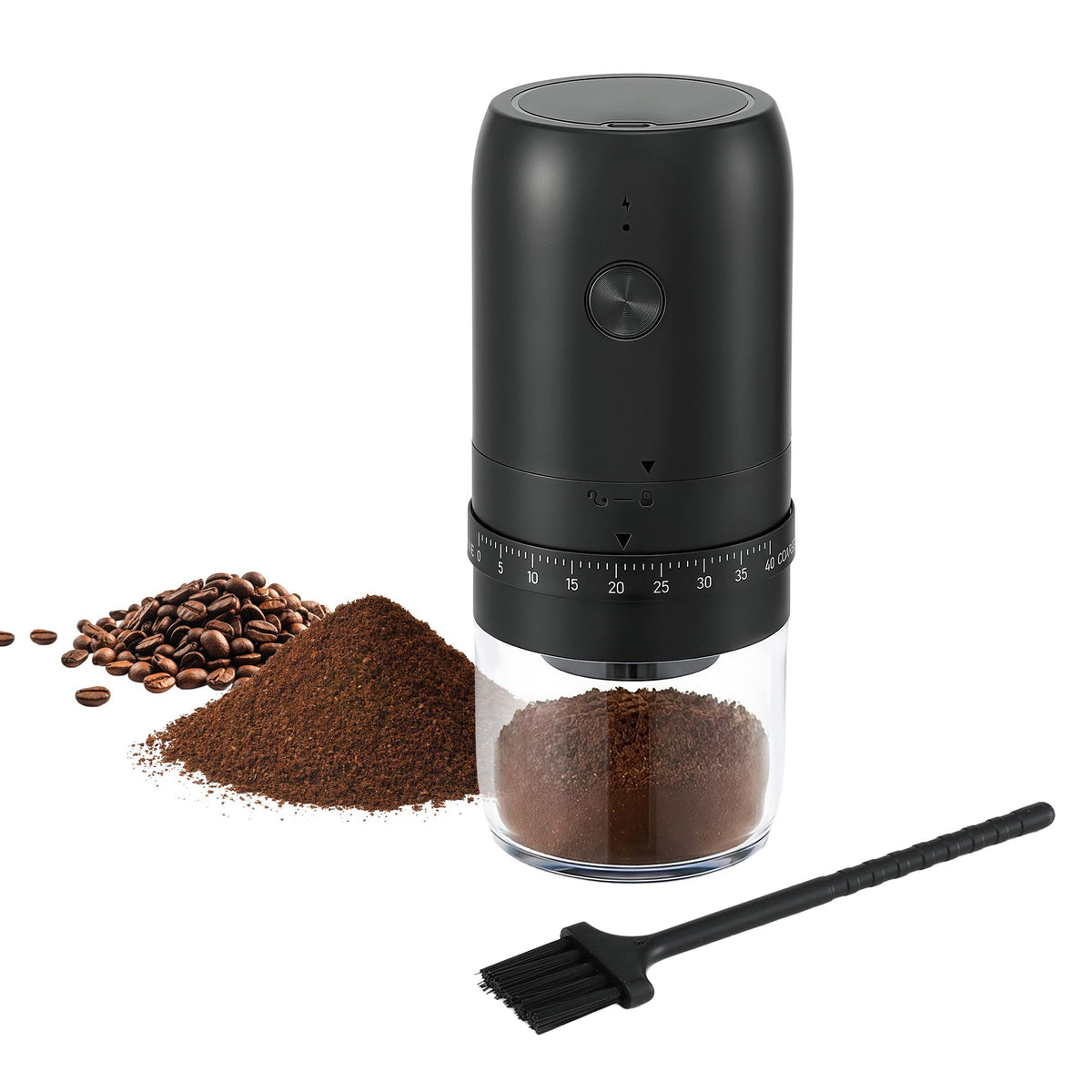 Devanti portable rechargeable electric coffee grinder, black