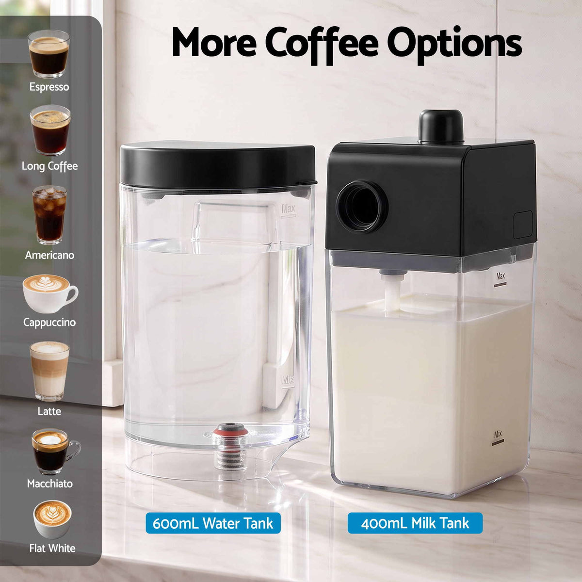 Devanti Capsule Coffee Pod Machine with Milk Frother, Black.