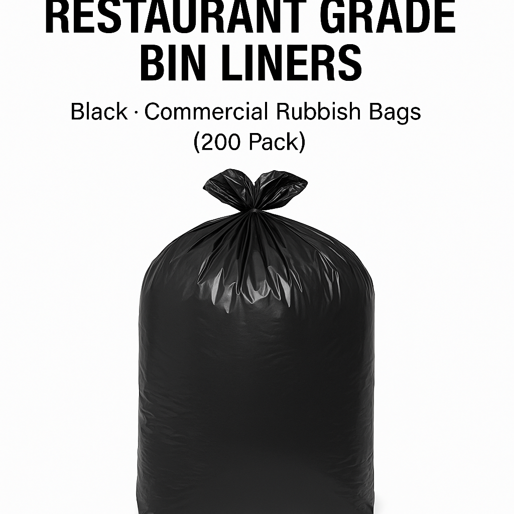 80L Extra Heavy Duty Restaurant Grade Bin Liners – Black | Commercial Rubbish Bags (200 Pack)