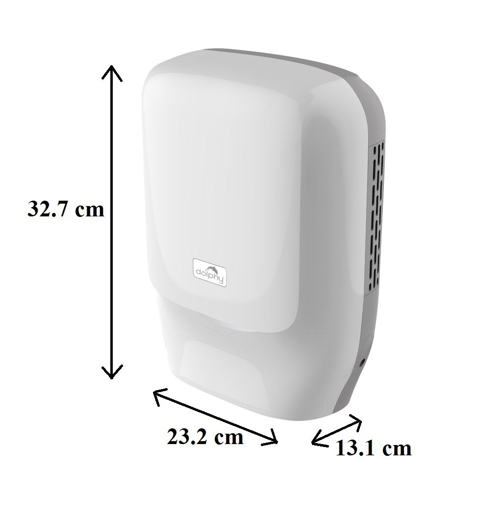 Dolphy Touchless Automatic Hand Dryer 1450W – Plaza Superfast Drying, Wall-Mounted ABS Unit in White – Hygienic, Cost-Effective & Sensor Activated