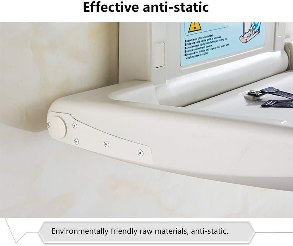 Dolphy Wall-Mounted Baby Change Station – 85.5x56x49.7 cm Grey Waterproof HDPE Table, Heavy-Duty, Microbe-Resistant, Space-Saving Design with Safety Belt & Storage Hooks