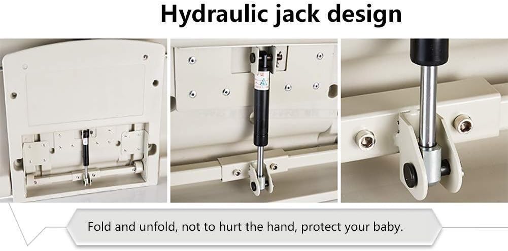 Dolphy Wall-Mounted Baby Change Station – 85.5x56x49.7 cm Grey Waterproof HDPE Table, Heavy-Duty, Microbe-Resistant, Space-Saving Design with Safety Belt & Storage Hooks