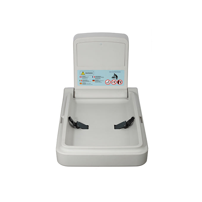 Dolphy Wall-Mounted Waterproof Baby Change Station – Grey HDPE, Foldable with Safety Belt & Storage Hooks
