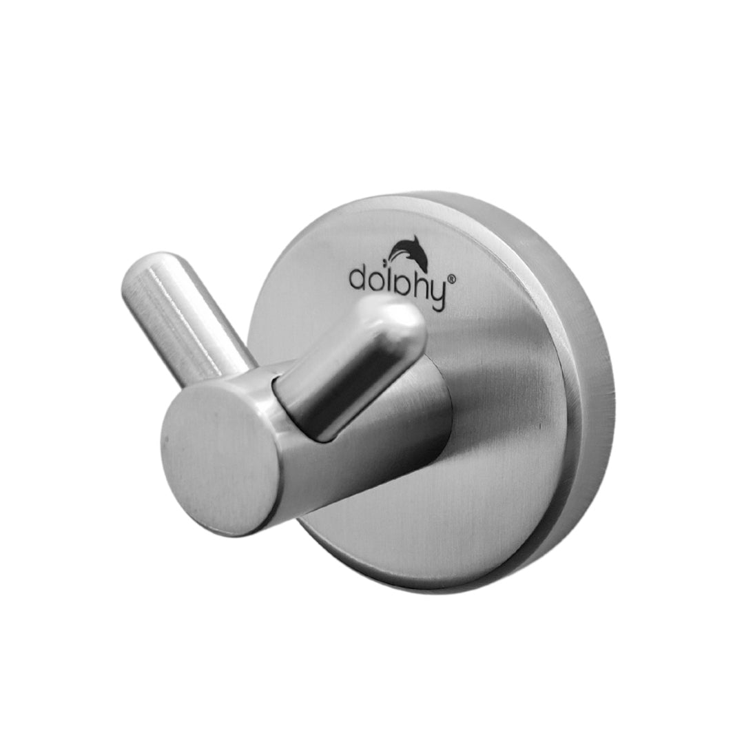 Dolphy Double Robe Hook – Brushed Stainless Steel Wall Mount, 50x50mm, Rust-Resistant, Concealed Screw Fix