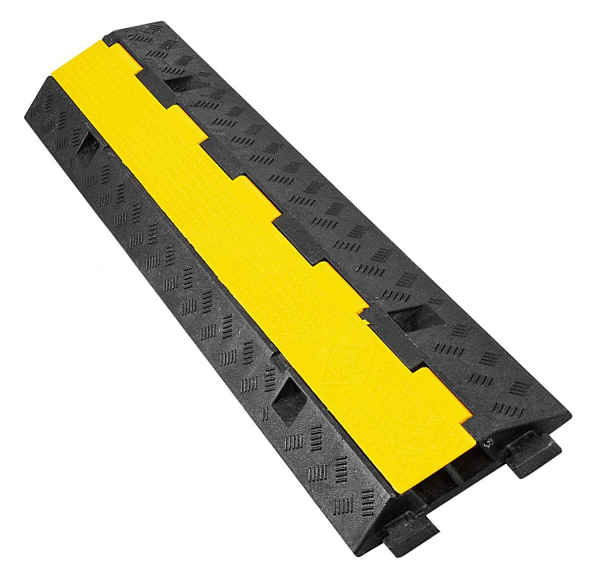 Dolphy 2 Channel Floor Cable Protector – Heavy-Duty Rubber & PVC, Black with Yellow Accents, Indoor & Outdoor Use