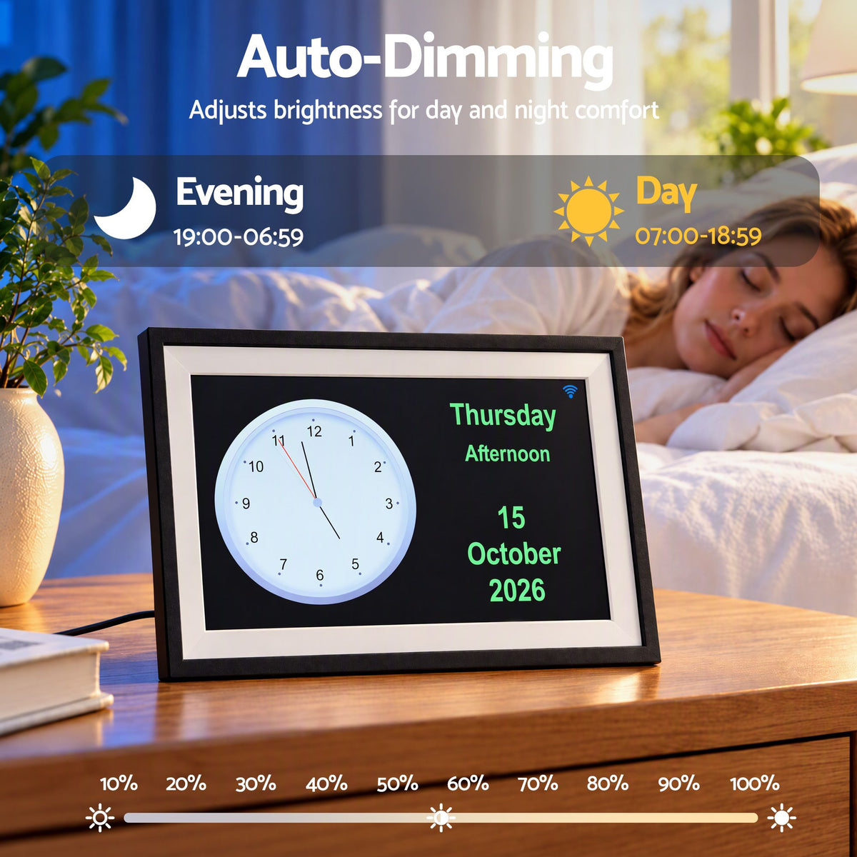 Artiss 10" Smart Digital Clock Calendar HD IPS Touchscreen Weather Photo Frame