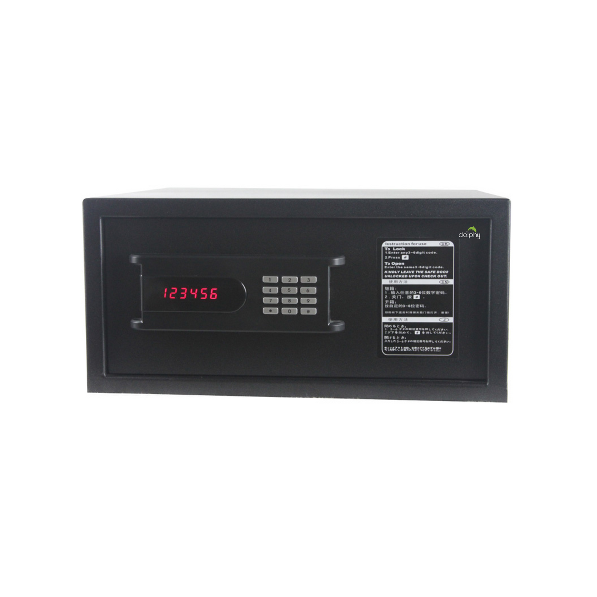 Dolphy Freeze System Digital Safe with LED Display – Black Steel Security Box, 42x37x20 cm, Electronic Lock, Interior Light, Wall/Floor Mount