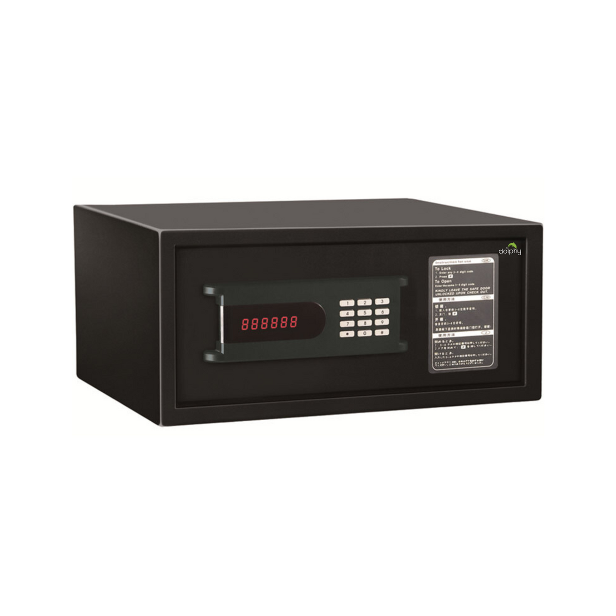 Dolphy Freeze System Digital Safe with LED Display – Black Steel Security Box, 42x37x20 cm, Electronic Lock, Interior Light, Wall/Floor Mount