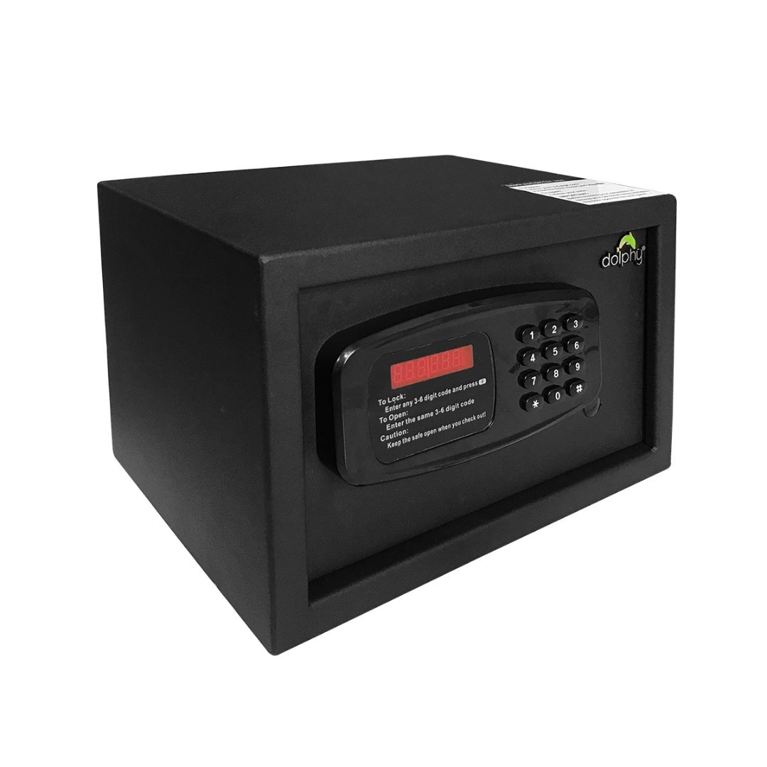Dolphy Freeze System LED Digital Safe – 31x20x20 cm Steel Security Safe with Digital Keypad, Auto Open Door, LED Light & Mounting Kit – Black